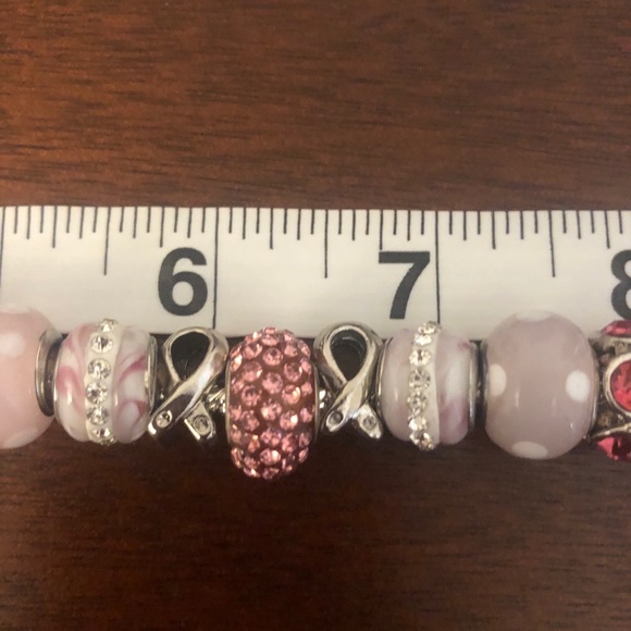 Pink and White Breast Cancer Awareness Bracelet - Picture 4 of 4